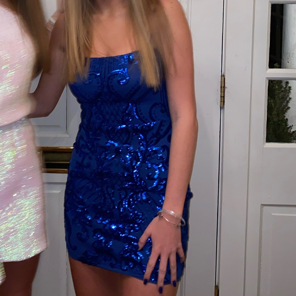 Lucy in the sky royal blue mini dress